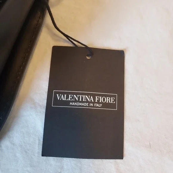 NWT Valentina Fiore Italian Black and Brown Leather Crossbody - Picture 16 of 16